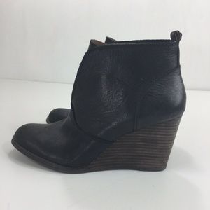 Lucky Brand YINAN Black Wedge Heels Ankle Bootie